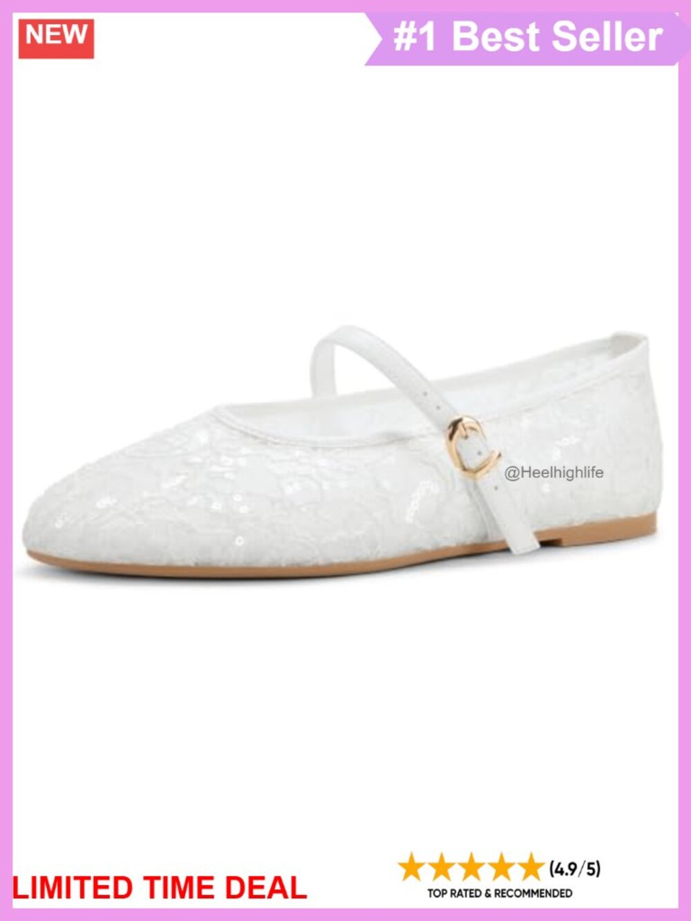 Lace Mesh Ballet Flats Mary Jane Ankle Strap Comfortable Dress Shoes